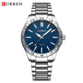 CURREN 8452 Relógio de quartzo masculino, relógio de pulso simples, moderno, de lazer e negócios, preto, prateado, com pulseira de aço inoxidável, para homens