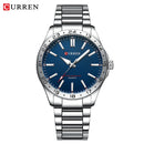 CURREN 8452 Relógio de quartzo masculino, relógio de pulso simples, moderno, de lazer e negócios, preto, prateado, com pulseira de aço inoxidável, para homens