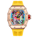 Relógios de pulso masculinos Pintime, relógio esportivo de hip hop com pulseira de borracha de silicone, relógio tonneau, relógio masculino