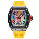 Relógios de pulso masculinos Pintime, relógio esportivo de hip hop com pulseira de borracha de silicone, relógio tonneau, relógio masculino