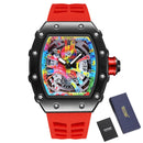 Relógios de pulso masculinos Pintime, relógio esportivo de hip hop com pulseira de borracha de silicone, relógio tonneau, relógio masculino