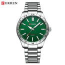 CURREN 8452 Relógio de quartzo masculino, relógio de pulso simples, moderno, de lazer e negócios, preto, prateado, com pulseira de aço inoxidável, para homens
