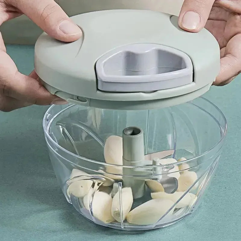 Picador de alho manual de 500/900 ml, aço inoxidável, cortador de alimentos multiuso, ferramenta de cozinha ergonômica e resistente