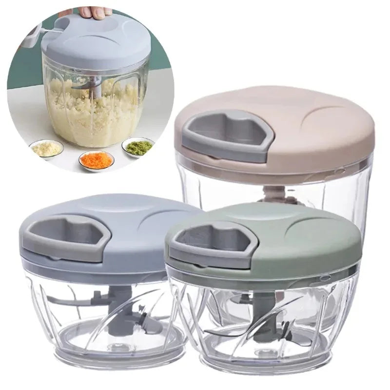 Picador de alho manual de 500/900 ml, aço inoxidável, cortador de alimentos multiuso, ferramenta de cozinha ergonômica e resistente