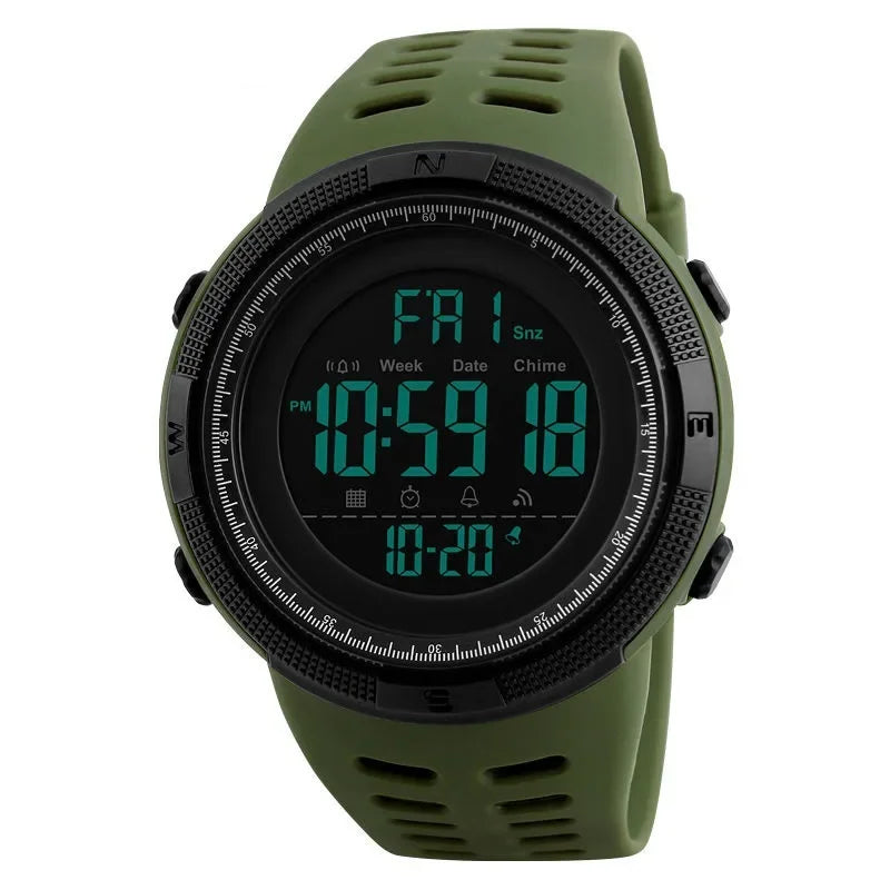 YIKAZE Y01 Relógio de pulso esportivo militar masculino multifuncional Relógio digital à prova d'água Relógio eletrônico para estudantes