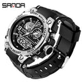 Relógio esportivo masculino SANDA de quartzo com display duplo LED, relógio de pulso eletrônico digital à prova d'água, relógio militar masculino