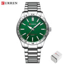 CURREN 8452 Relógio de quartzo masculino, relógio de pulso simples, moderno, de lazer e negócios, preto, prateado, com pulseira de aço inoxidável, para homens