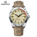 Relógio de pulso masculino esportivo e à prova d'água com pulseira de couro, relógio de quartzo da marca NAVIFORCE, relógio de pulso masculino com calendário e pulseira de couro