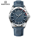 Relógio de pulso masculino esportivo e à prova d'água com pulseira de couro, relógio de quartzo da marca NAVIFORCE, relógio de pulso masculino com calendário e pulseira de couro