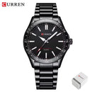 CURREN 8452 Relógio de quartzo masculino, relógio de pulso simples, moderno, de lazer e negócios, preto, prateado, com pulseira de aço inoxidável, para homens
