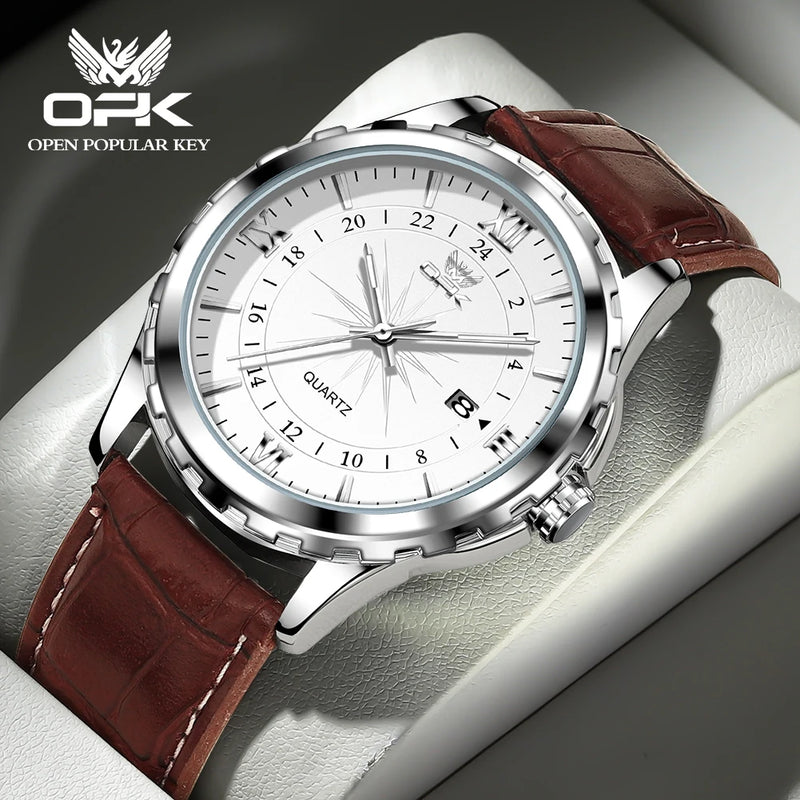 Relógio de quartzo masculino OPK Brand Steel Belt Dual Calendar 6003