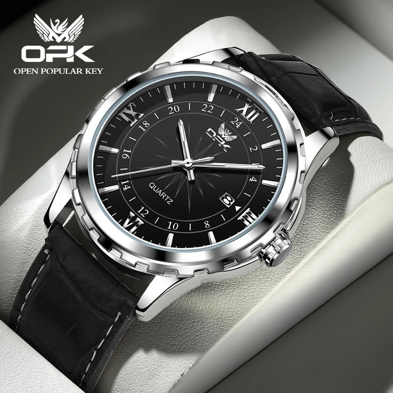 Relógio de quartzo masculino OPK Brand Steel Belt Dual Calendar 6003