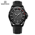 Relógio de pulso masculino esportivo e à prova d'água com pulseira de couro, relógio de quartzo da marca NAVIFORCE, relógio de pulso masculino com calendário e pulseira de couro