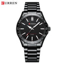 CURREN 8452 Relógio de quartzo masculino, relógio de pulso simples, moderno, de lazer e negócios, preto, prateado, com pulseira de aço inoxidável, para homens