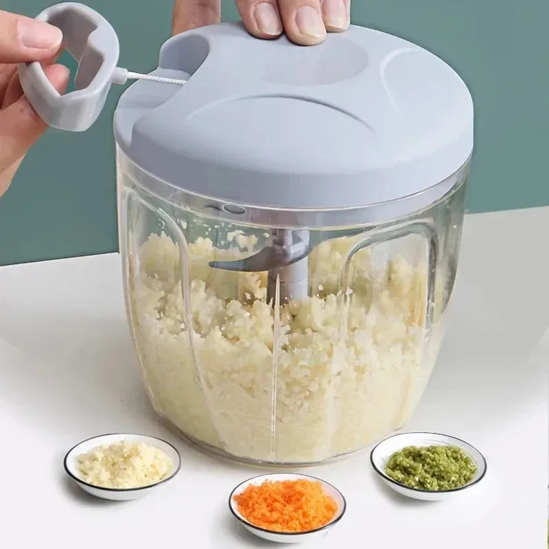 Picador de alho manual de 500/900 ml, aço inoxidável, cortador de alimentos multiuso, ferramenta de cozinha ergonômica e resistente