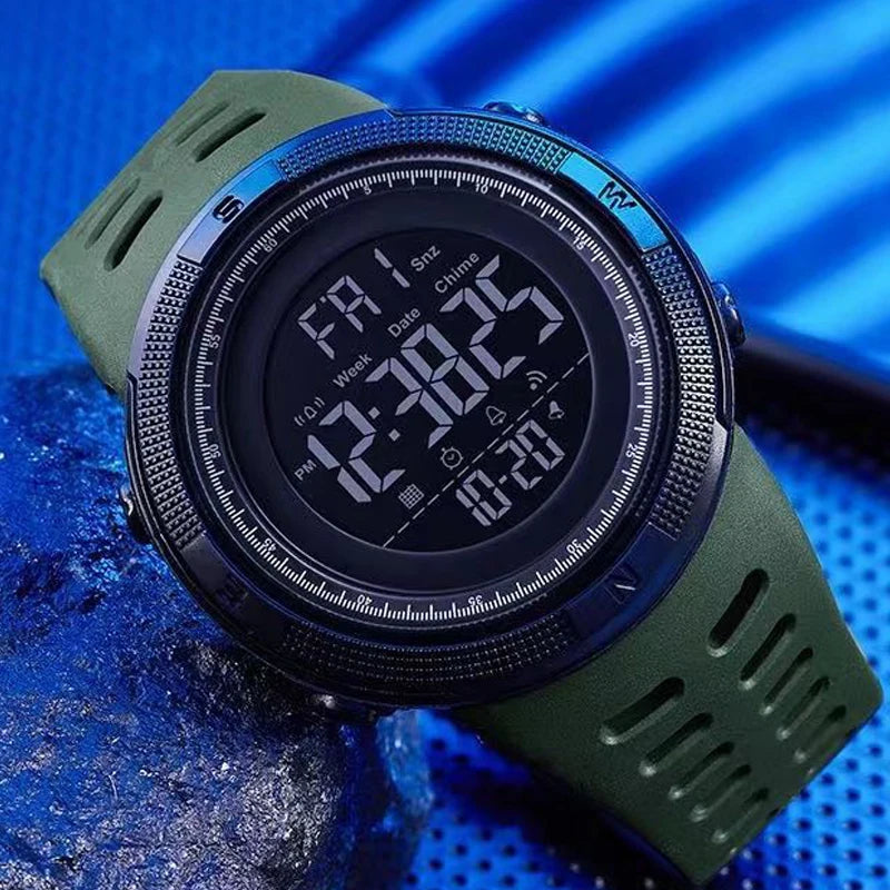 YIKAZE Y01 Relógio de pulso esportivo militar masculino multifuncional Relógio digital à prova d'água Relógio eletrônico para estudantes