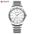 CURREN 8452 Relógio de quartzo masculino, relógio de pulso simples, moderno, de lazer e negócios, preto, prateado, com pulseira de aço inoxidável, para homens