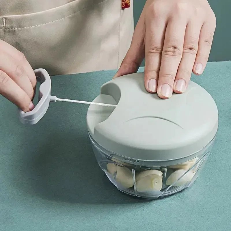 Picador de alho manual de 500/900 ml, aço inoxidável, cortador de alimentos multiuso, ferramenta de cozinha ergonômica e resistente